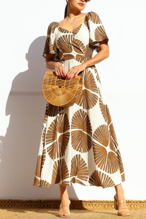 Vestido Midi Estampado Conchas Elegante - Forever Boutique